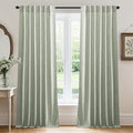 RYB HOME Linen Sheer Curtains and Drapes for Living Room and Dining Room 102 inches Length, Breathable Back Tab/Rod Pocket Semi Sheer Curtains, Sage Green, W 52 x L 102 inches, 2 Panels Set