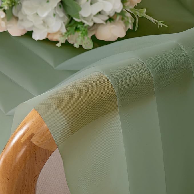 Aiyufeng 108 Inch Sage Green Sheer Window Curtains for Farmhouse, Rod Pocket Voile Window Treatment Vertical Panels for Study Room/Bedroom/Living Room, Sage Green, W59 x L108, 2 Panels