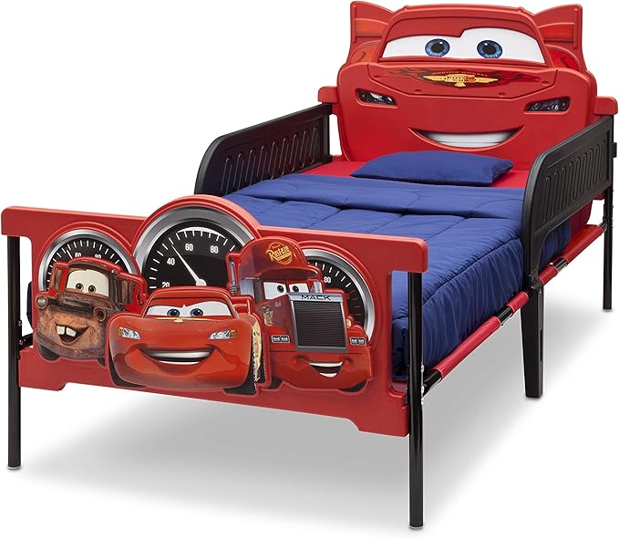 Delta Children Plastic 3D-Footboard Twin Bed, Disney/Pixar Cars Snooze 6 inch Memory Foam Twin Mattress (Bundle)