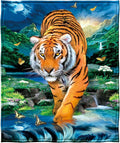 Dawhud Direct Moonlight Tiger Fleece Blanket for Bed 50x60 Inches Tiger Fleece Throw Blanket for Women, Men and Kids Super Soft Plush Tiger Blanket Throw Fleece Blanket Animal Blanket - Queen Size