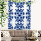 Batmerry Blue Art Flower Tapestry,Blue White Ceramic Glaze Tie Dye Wall Art Hanging Decoration Polyester Fiber White Ruffled Around for Dorm Room Bedroom Living Room, 59.1x39.4 inches