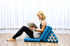 Leewadee 3-Fold Mat with Triangle Cushion – Comfortable TV Pillow, Foldable Mattress with Cushion Made of Eco-Friendly Kapok, 67 x 21 inches, Light Blue