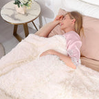 Tuddrom Decorative Extra Soft Faux Fur Blanket Queen Size 80"x90",Solid Reversible Fuzzy Fluffy Plush Fur Blanket for Couch Sofa Bed,Cream White