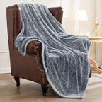 Exclusivo Mezcla Plush Fuzzy Fleece Throw Blanket Extra Large, Super Soft, Fluffy and Warm Blankets for Couch, Bed, Suitable for All Seasons (50x70 Inches, Mixed Navy Blue)