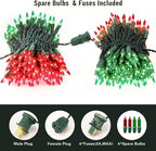 BrizLabs Red & Green Christmas Lights, 300 Counts 69.6ft Mini String Lights Connectable, UL Certified Incandescent Christmas String Lights Plug-in Tree Lights for Indoor Outdoor Xmas Home Decor