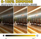 EMITEVER COB LED Strip Lights Warm White 32.8ft, 3000K 24V Dimmable Tape Light Premium High Density, 305LM+/ft, 4800LEDs, Ra 90+, 3W/FT, UL Listed for Cabinets, Shelves(Power Supply Sold Separately)