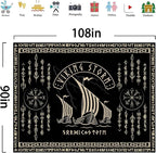 OSUNBD Viking Warship Tapestry Wall Hanging - Large 108x90 inches Storm & Celtic Runes on Soft Flannel Aesthetic Mythology Tapestries Norse Mythology Art for Bedroom, Living Room Decor