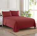 Split King Sheets - Breathable Luxury Sheets with Full Elastic & Secure Corner Straps Built In - 1800 Supreme Collection Extra Soft Deep Pocket Bedding Set, Sheet Set, Split King Size, Burgundy