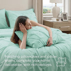 Bedsure Full Comforter Set Mint Green - Bed in a Bag Full Size Bedding Set 7 Pieces, GentleSoft™ Pintuck Bed Set Gift for Family, Pinch Pleat All Season Comforter with Sheets, Pillowcases & Shams