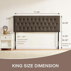 Tufted Upholstered Headboard King Size, Solid Wood Head Board with Durable Metal Legs, Adjustable Height Bed headboard from 37” to 51” Fabric Headboard in Modern Button Design, Chocolate