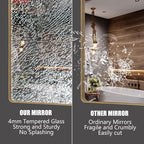 28x36 Gold Framed Mirror for Bathroom, Brushed Gold Mirror with Metal Frame, Modern Rectangle Brass Vanity Mirror for Wall, Shatterproof, Anti-Rust (Horizontal/Vertical)