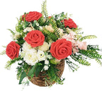 Artificial Flowers 25pcs Fake Roses, Red Foam Rose Faux Flower for DIY Wedding Bouquets Bridal Shower Centerpieces Floral Arrangements Home Decorations Party Backdrops Table