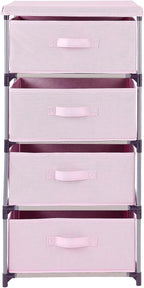 Juvale 4-Tier Dresser for Bedroom - 16.5 x 13 x 33 in, Pink, Modern - Closet Dresser with 4 Fabric Drawers for Clothes & Bedroom Storage