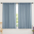 RYB HOME Semi Sheer Curtains for Small Window Doorway, Thick Linen Burlap Half Privacy Machine Washable Natural for Cafe Kitchen Glass Door, W 52 x L 45 inch, 2 Pcs, Dusty Blue