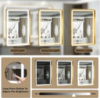 Hasipu LED Bathroom Mirror with Lights 40 x 26 Inch, Gold Metal Frame Light Mirror for Vanity Shaving, Wall Mounted Rounded Rectangle Mirror Anti-Fog, Dimmable, 3 Colors (Horizontal/Vertical)
