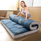 MAXYOYO Grey Cactus Pattern Twin Size Futon Mattress, Quilted Bed Mattress Topper, Extra Thick Folding Sleeping Pad, Breathable Floor Lounger, Guest Bed for Camping, Couch
