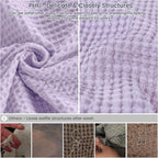 PHF Pre-Washed Cotton Waffle Weave Family Blanket,Oversized King Size 120"x 120"-Snag Proof Lightweight Breathable, 10'x 10' Huge Extra Large Big-Elegant Aesthetic Home Decoration Gift,Taro Purple