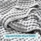 Bedsure Cooling Cotton Waffle Queen Size Blanket - Lightweight Breathable Summer Blanket of Rayon Derived from Bamboo for Hot Sleepers, Luxury Throws for Bed, Couch and Sofa, Grey, 90x90 Inches