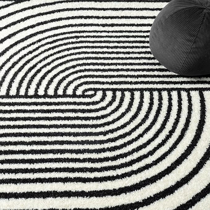 Abani Rugs Nuevo NUE150A Beige Arch Pattern Knot Area Rug (Black, 9' x 12')