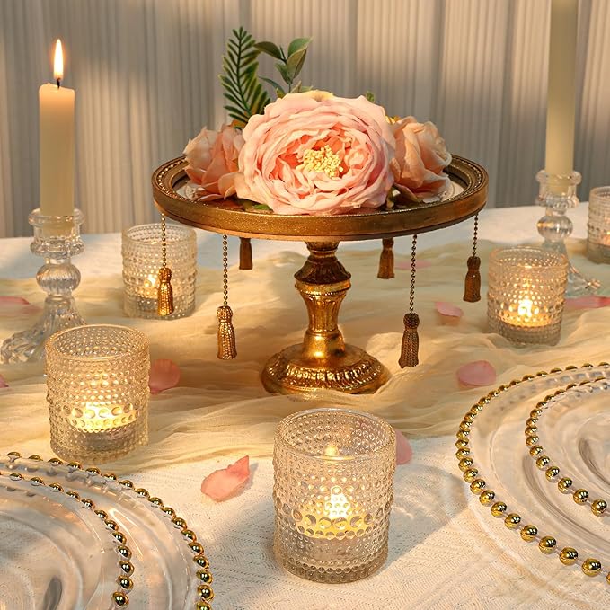 24 Pcs Votive Candle Holders, Clear Glass Candle Holders Bulk for Table Centerpiece, Tea Lights Candle Holders for Wedding Shower, Party and Home Decor