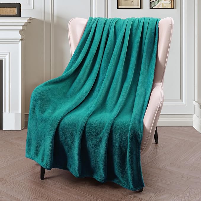 Exclusivo Mezcla Fleece Throw Blanket for Couch, Sofa, 300GSM Super Soft and Warm Blankets, Teal Throw All Season Use, Cozy, Plush, Lightweight, 50x60 Inches