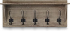 HBCY Creations Rustic Wall Mounted Coat Rack with Shelf - Solid Wood 24" Entryway Shelf with 5 Coat Hangers. Perfect Touch for Your Entryway, Mudroom, Kitchen, Bathroom and More, Weathered Brown