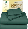 California Design Den Natural 100% Cotton Sheets, Soft Queen Sheet Set, 400 Thread Count Sateen, Deep Pockets with All-Around Elastic for a Snug Fit, Cool & Durable Bedding Set - Hunter Green
