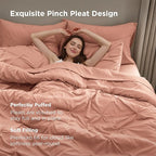 Bedsure Full Comforter Set Dusty Pink - Bed in a Bag Full Size Bedding Set 7 Pieces, GentleSoft™ Pintuck Bed Set Gift for Family, Pinch Pleat All Season Comforter with Sheets, Pillowcases & Shams