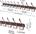 Dseap Coat Rack Wall Mount - 38” Long 10-Tri-Hooks Heavy Duty Coat Hanger Rail Wall Hooks for Hanging Coats Hats Clothing Clothes Purse Mudroom Entryway, Antique Copper, Pack of 2