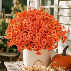 SHareconn 24 Bundles Artificial Fall Flowers for Outdoors Decoration,UV Resistant Silk Eucalyptus Lavender Faux Autumn Fake Plants for Outside Indoor Garden Yard Porch Home Decor,SunsetRedAutumnColour