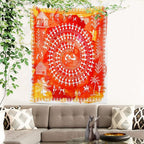 Batmerry Tribal Art Abstract Tapestry, Traditional Ancient Tribal Indian Rural Wall Art Hanging Decoration Polyester Fiber White Ruffled Around for Dorm Room Bedroom Living Room, 59.1x51.2 inches