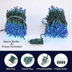 BrizLabs Blue Christmas Lights, 69.6ft 300 Count Blue String Lights Connectable, 120V UL Certified Incandescent Xmas Lights Green Cord, Outdoor Mini String Lights for Indoor Party Garden Patio Decor