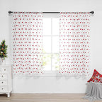 MYSKY HOME Short Curtains for Bedroom 54 Inches Long Merry Christmas Red Pom Pom White Sheer Curtains Kitchen Bathroom Nursery Boys Kids Room Rod Pocket 2 Pieces Small Window 52" x 54"