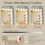 Hollywood Vanity Mirror with Lights, 15 Dimmable Bulbs, 3 Color Lights,Make Up Lighted Mirror, Aluminum Metal Frame, USB Charging Port（23" x 18"）