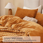 BEDELITE Fleece Twin Comforter Set -Super Soft & Warm Fluffy Rust Orange Bedding, Luxury Fuzzy Heavy Bed Set for Winter with 1 Pillow case