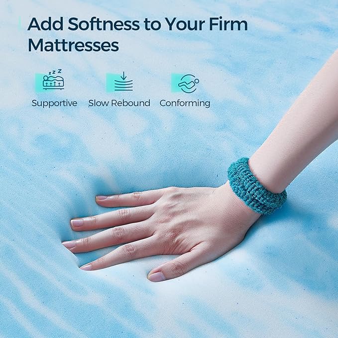 LINSY LIVING 3 Inch Mattress Topper King, Cooling Gel Infused Swirl Memory Foam, Soft Mattress Topper for Firm Mattress, CertiPUR-US Certified Bed Topper, King Size