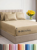 Extra Deep Cal King Sheet Set - 6 Piece Breathable & Cooling Sheets - Hotel Luxury Bed Sheets Set - Easy Fit - Soft, Wrinkle Free & Comfy Sheets Set - Heathered Tan Sheet Set with Extra Deep Pockets