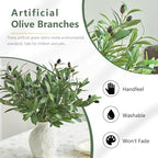 10 PCS 18 Inch Olive Tree Branches Greenery Stems Artificial Plants Faux Olive Branch for Vase Realistic Green Stem Home Decor Indoor