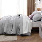 Bedsure Oversized Queen Comforter Set - Grey Soft Bedding for All Seasons, Cationic Dyed Bed Set, 3 Pieces, 1 Oversized Queen Size Comforter (98"x98") and 2 Pillow Shams (20"x26"+2")