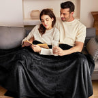 Exclusivo Mezcla Fleece Blanket Queen Size for Bed, Super Soft and Warm, All Season Use, Cozy, Plush, Lightweight, 90x90 Inches, Black