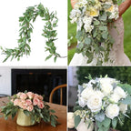 DearHouse 5.5ft Seeded Eucalyptus Garland, Artificial Vines Faux Eucalyptus Leaves Table Garland Artificial Greenery Wedding Backdrop Arch Wall Decor