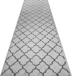 Custom Size Modern Runner Rug Carpet for Hallway Entryway Foyer Kitchen, Slip Resistant Latex Rubber Backed 31 inch Wide X Customized Length, Trellis Grey, 31 inch X 23 feet