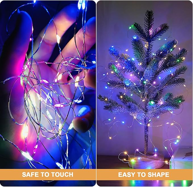 20 Pack Fairy Lights Battery Operated - 3 Speed Modes, 7Ft 20 LED String Twinkle Lights, Waterproof Copper Wire, Mini Firefly Light for Mason Jars Vases Christmas Decor, Multi-Colored