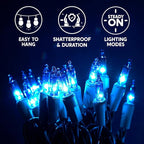 Joiedomi Blue Christmas String Lights,200(2x100) 44.6FT Christmas Fairy Tree Lights Plug in for Indoor Outdoor Xmas Decorations Patio Holiday Theme Party Yard House,Green Wire