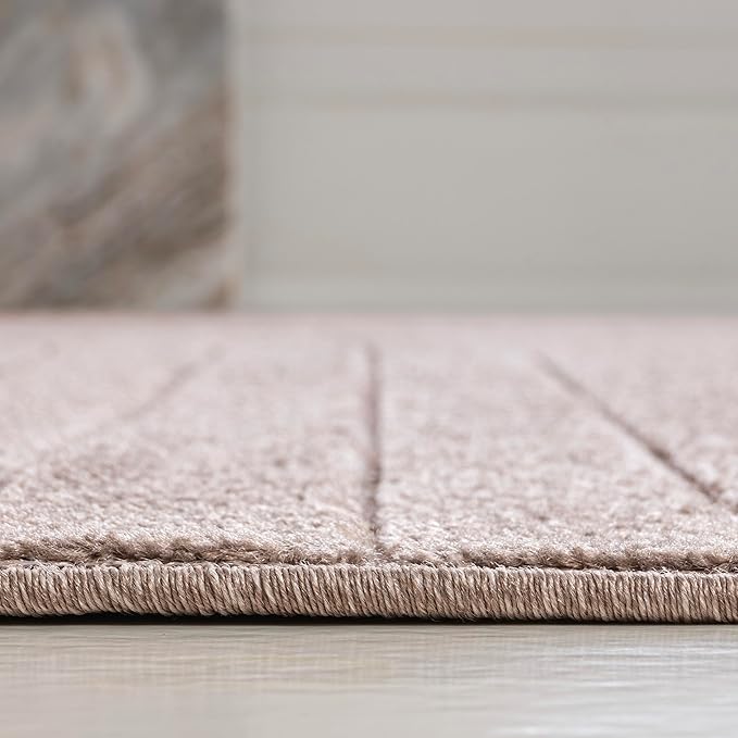 Eyely NCS101C-28 Odense High-Low Minimalist Angle Geometric Light Taupe 2 ft. x 8 ft. Indoor/Outdoor Runner Rug, for Home, Backyard, Patio, Porch, Bedroom, Kitchen, Living Room