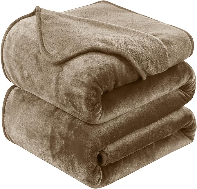 HOZY Soft Twin Size Blanket for All Season Lightweight Thermal Fleece Summer Autumn Fall Winter Spring Blankets for Twin/Twin XL Extra Long Bed Couch Sofa,66x90 Inches,Taupe