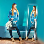 Full Length LED Lighted Free Standing Floor Mirror with ON/OFF Touch Button for Makeup, Dressing in Bedroom & Living Room 19"x59" by Fab Glass and Mirror
