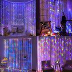 Dazzle Bright 300 LED Curtain String Lights, Christmas Fairy Lights for Bedroom with 8 Lighting Modes, Connectable Waterproof Window Lights Party Wedding Garden Wall Decor, Multi-Colored