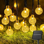 Solar String Lights Outdoor 60 LED 36FT with 8 Lighting Modes, Waterproof Solar Powered Crystal Globe Patio Lights for Garden Yard Porch Wedding Party Decor (Warm White)