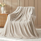 NEWCOSPLAY Super Soft Twin Blanket Linen Premium Silky Flannel Fleece Leaves Pattern Lightweight Bed Blanket All Season Use (Linen, Twin(60"x80"))